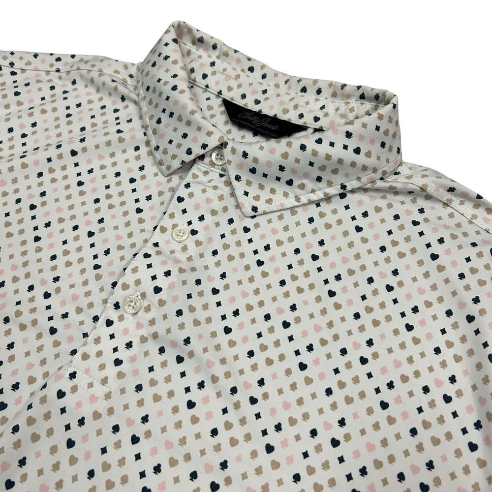 Bobby Jones Golf Polo Shirt Mens XXL Performance Stretch Spade Hearts White